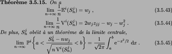 \begin{theorem}
On a
\begin{align}
\lim_{n\to\infty} \frac1n \expecin{i}{S^j_n}...
...}
= \frac1{\sqrt{2\pi}} \int_a^b \e^{-x^2/2}\,\6x\;.
\end{equation}\end{theorem}